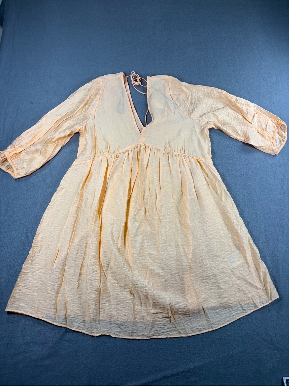 H&M Peach Mini Dress with V-Neck and Tie Back